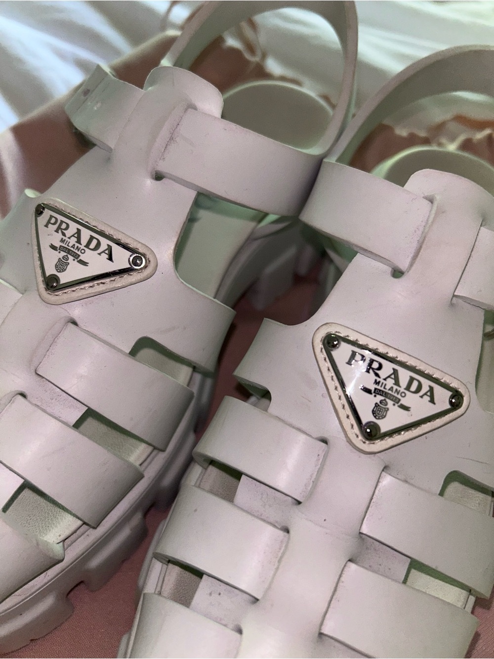 Prada White Rubber Monolith sandals Size 37 - Picture 4 of 13